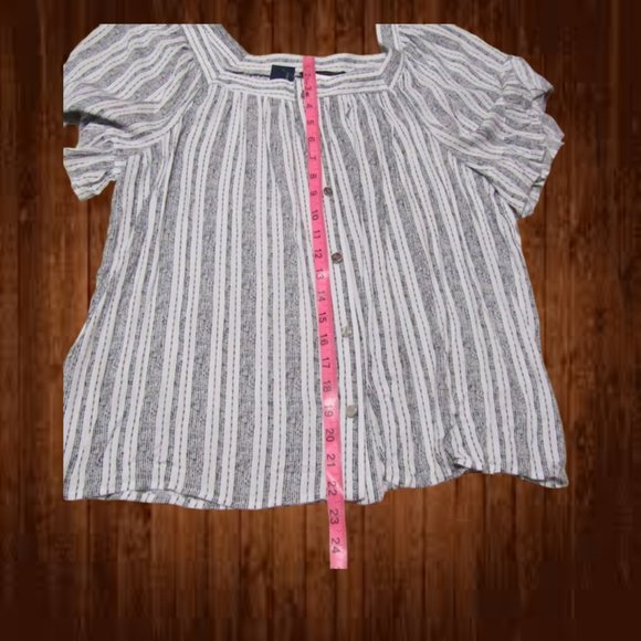 Adrienne Vittadini womens top size XL raglan sleeves white n black stripes nwt - Picture 15 of 15